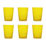 MEMENTO Bicchieri Acqua Monocolore Yellow Giallo Set 6 Pezzi 250ml Pasta di Vetro
