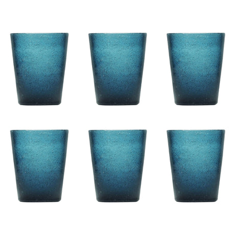 MEMENTO Bicchieri Acqua Monocolore Deep Blue Set 6 Pezzi 250ml Pasta di Vetro