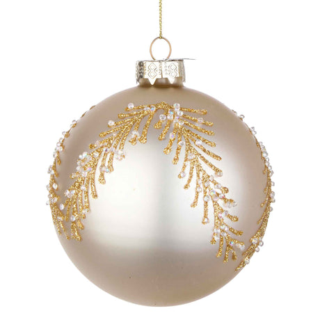 BIZZOTTO Addobbo Sfera Pallina Decorata Albero Natale Gem Vetro 10cm Champagne