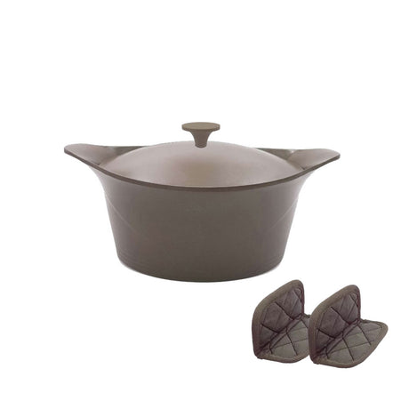 COOKUT L'Incredibile Cocotte in Metallo 33cm Tortora Moka con Pomello in Metallo e Presine