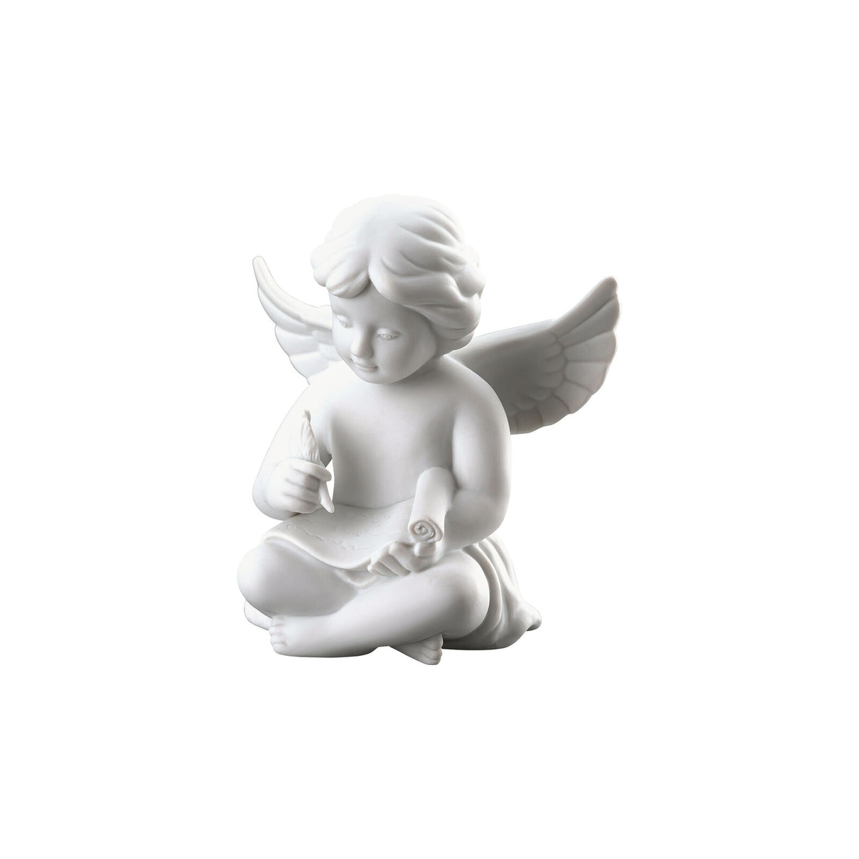 ROSENTHAL Statuina Figurina Angelo con Pergamena 10x9cm Porcellana