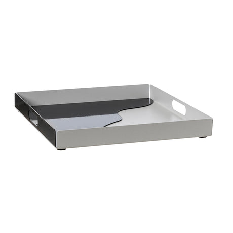 ARTI & MESTIERI Vassoio Moderno Fluid Quadrato Bianco Marmo Nero Lucido