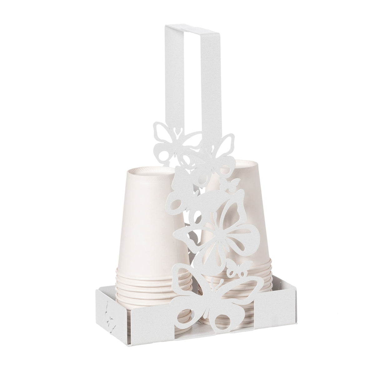 ARTI & MESTIERI Porta Bicchieri Farfalloso Bianco Marmo