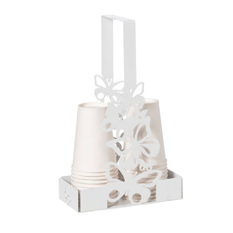 ARTI & MESTIERI Porta Bicchieri Farfalloso Bianco Marmo
