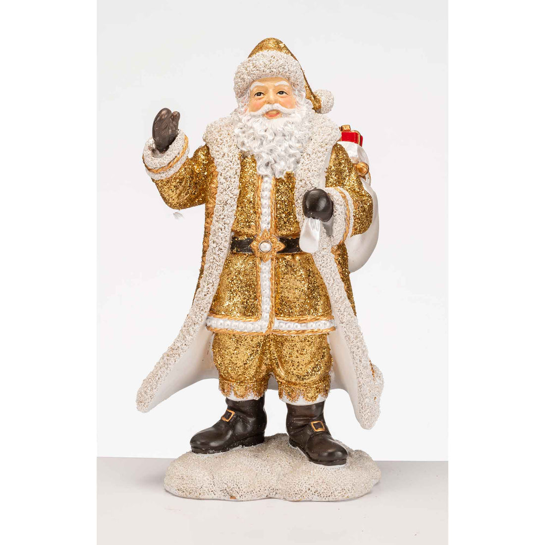 LAMART - Babbo Natale con Sacco Decorazione Natalizia 33cm Resina Oro