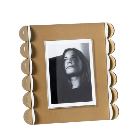 ARTI & MESTIERI Portafoto di Design Volans Piccolo Oro Laccato Bianco Marmo Oro Laccato Beige