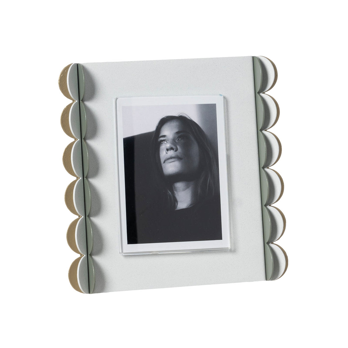ARTI & MESTIERI Portafoto di Design Volans Piccolo Bianco Marmo Giada Bianco Marmo Oro Laccato
