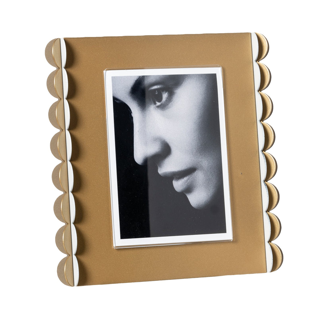 ARTI & MESTIERI Portafoto di Design Volans Grande Oro Laccato Bianco Marmo Oro Laccato Beige