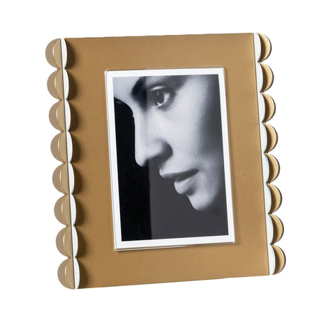 ARTI & MESTIERI Portafoto di Design Volans Grande Oro Laccato Bianco Marmo Oro Laccato Beige