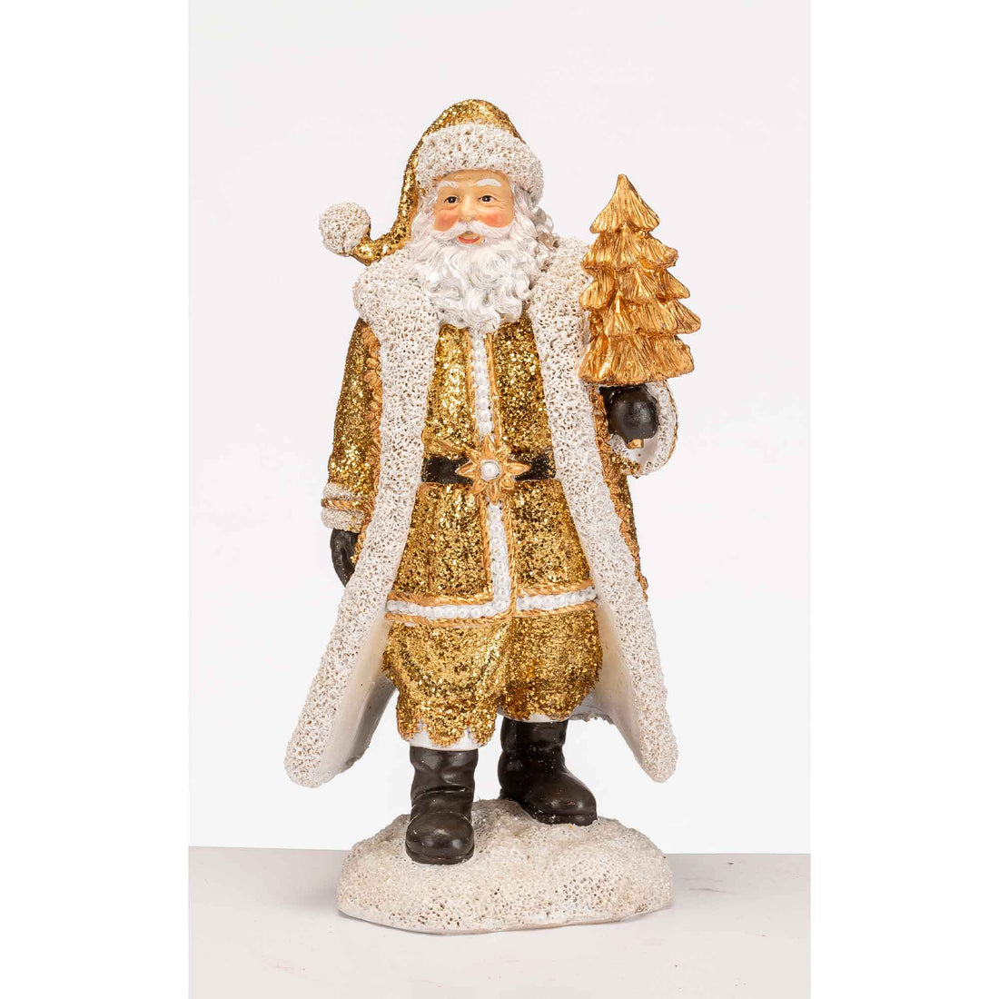 LAMART - Babbo Natale con Albero Decorazione Natalizia 25,5cm Resina Oro