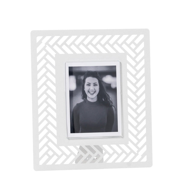 ARTI & MESTIERI Portafoto di Design Milleintrecci Piccolo Bianco Marmo