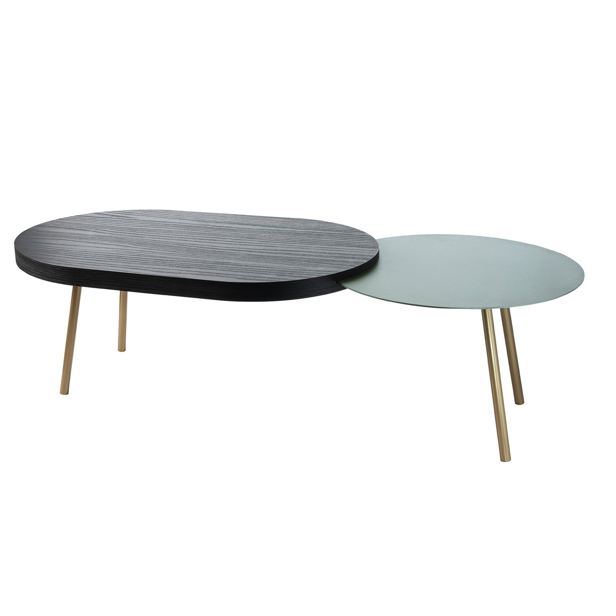 ARTI & MESTIERI Tavolino da Soggiorno Moderno Packtop Grande Base Oro Laccato Giada Finitura Wengè