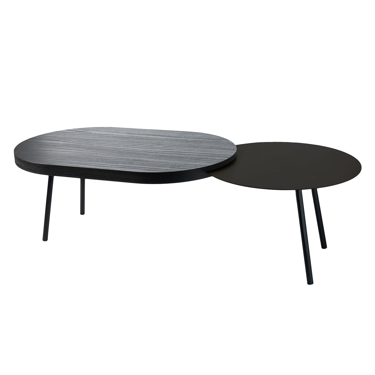 ARTI & MESTIERI Tavolino da Soggiorno Moderno Packtop Grande Base Nera Nero Finitura Wengè
