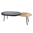 ARTI & MESTIERI Tavolino da Soggiorno Moderno Packtop Grande Base Nera Oro Laccato Finitura Wengè