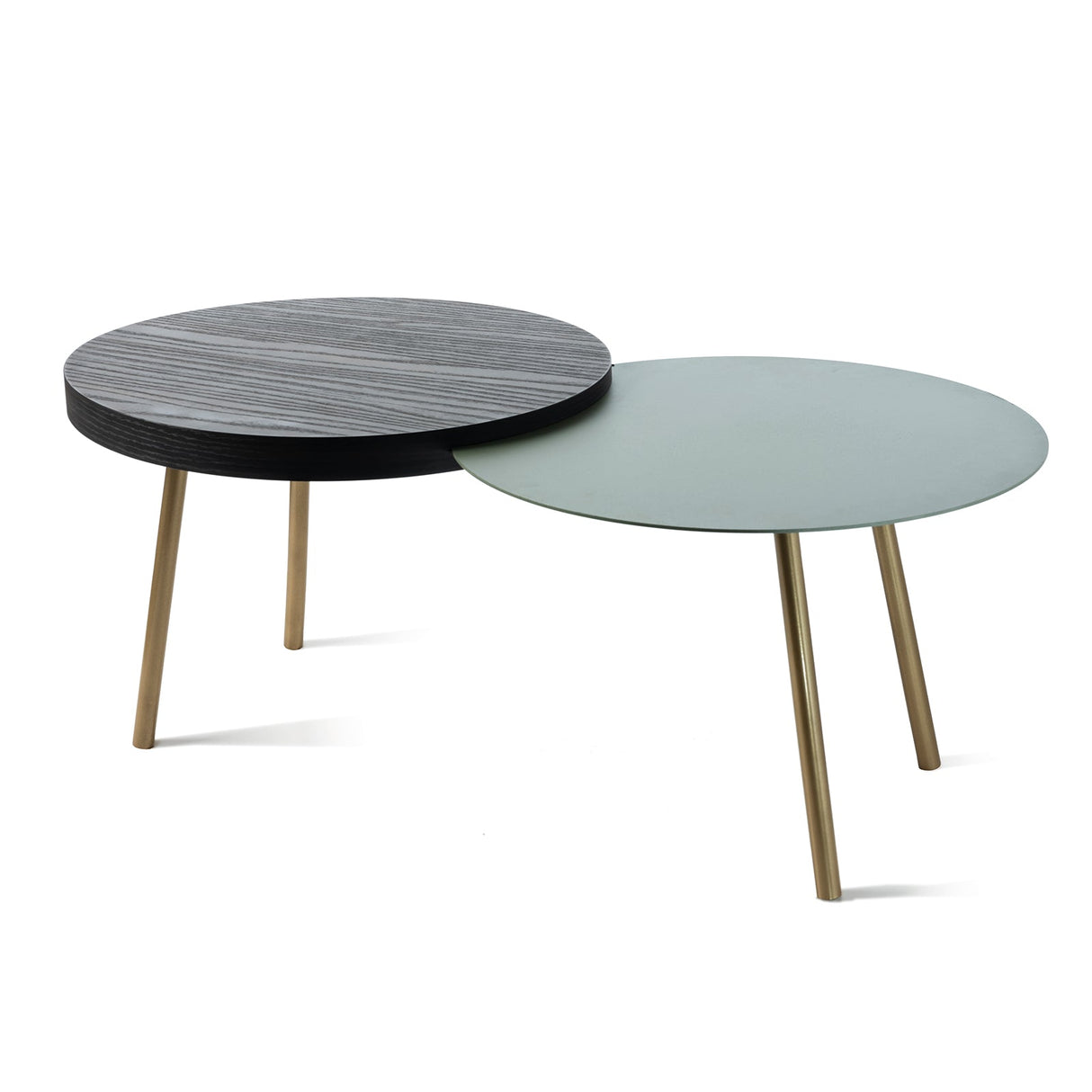 ARTI & MESTIERI Tavolino da Soggiorno Moderno Packtop Piccolo Base Oro Laccato Giada Finitura Wengè