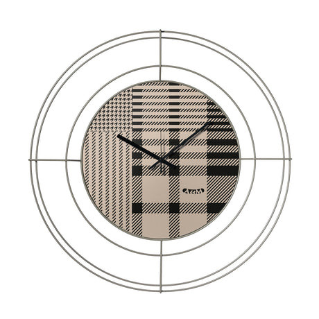 ARTI & MESTIERI Orologio da Parete di Design Nudo Piccolo Tartan Nero Tartan