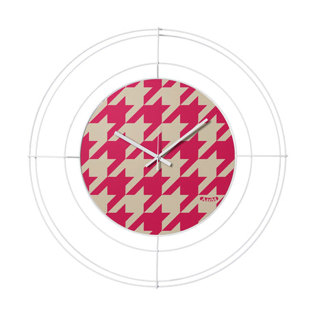 ARTI & MESTIERI Orologio da Parete di Design Nudo Piccolo Pied De Poule Magenta Bianco Pied De Poule Magenta