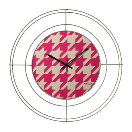ARTI & MESTIERI Orologio da Parete di Design Nudo Piccolo Pied De Poule Magenta Sabbia Pied De Poule Magenta