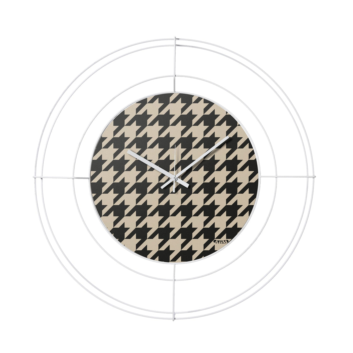 ARTI & MESTIERI Orologio da Parete di Design Nudo Piccolo Pied De Poule Nero Bianco Pied De Poule Nero