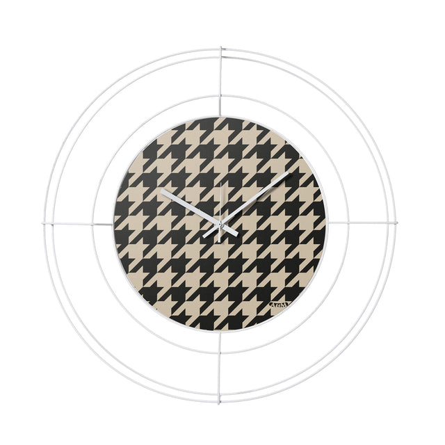 ARTI & MESTIERI Orologio da Parete di Design Nudo Piccolo Pied De Poule Nero Bianco Pied De Poule Nero