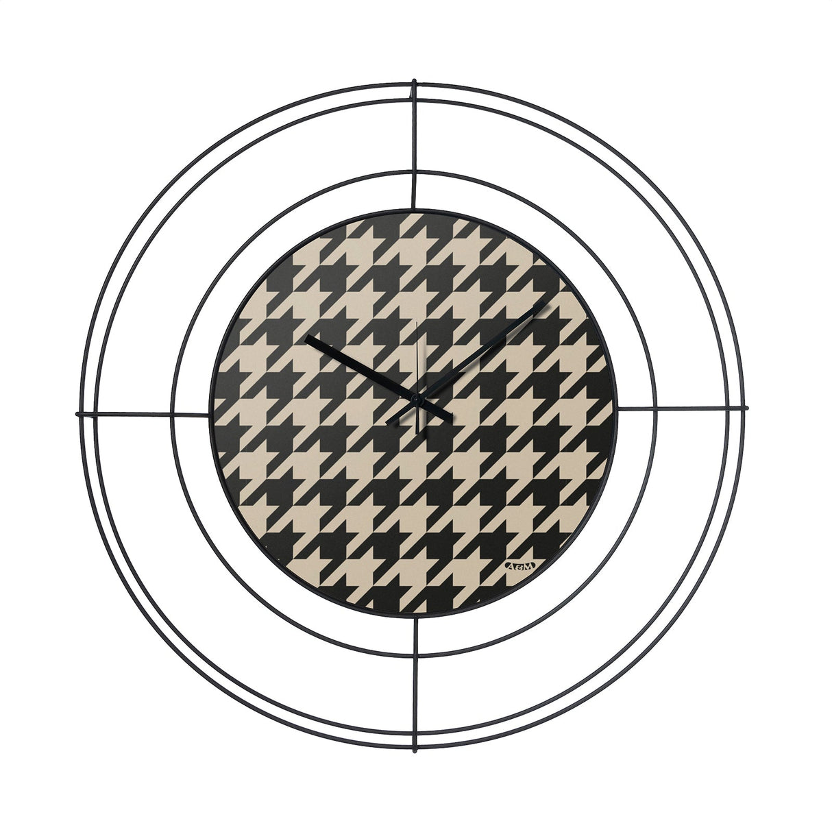 ARTI & MESTIERI Orologio da Parete di Design Nudo Piccolo Pied De Poule Nero Nero Pied De Poule Nero