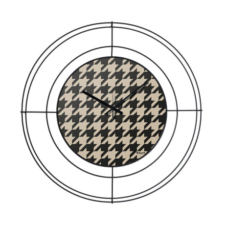 ARTI & MESTIERI Orologio da Parete di Design Nudo Piccolo Pied De Poule Nero Nero Pied De Poule Nero