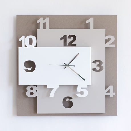 ARTI & MESTIERI Orologio da Parete Moderno Ziggurat Bianco Beige E Sabbia