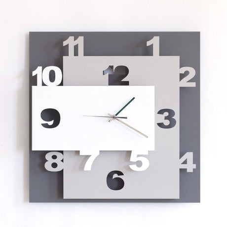 ARTI & MESTIERI Orologio da Parete Moderno Ziggurat Fango Bianco E Sabbia