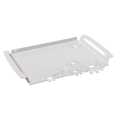 ARTI & MESTIERI Vassoio Moderno Margherite Grande Bianco Marmo