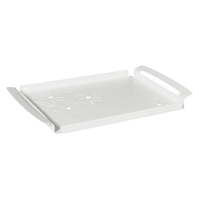 ARTI & MESTIERI Vassoio Moderno Fior di Loto Grande Bianco Marmo