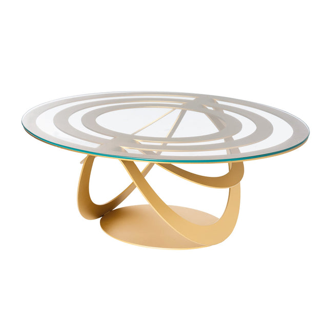 ARTI & MESTIERI Tavolino In Ferro E Vetro Optical Ovale Oro Trasparente