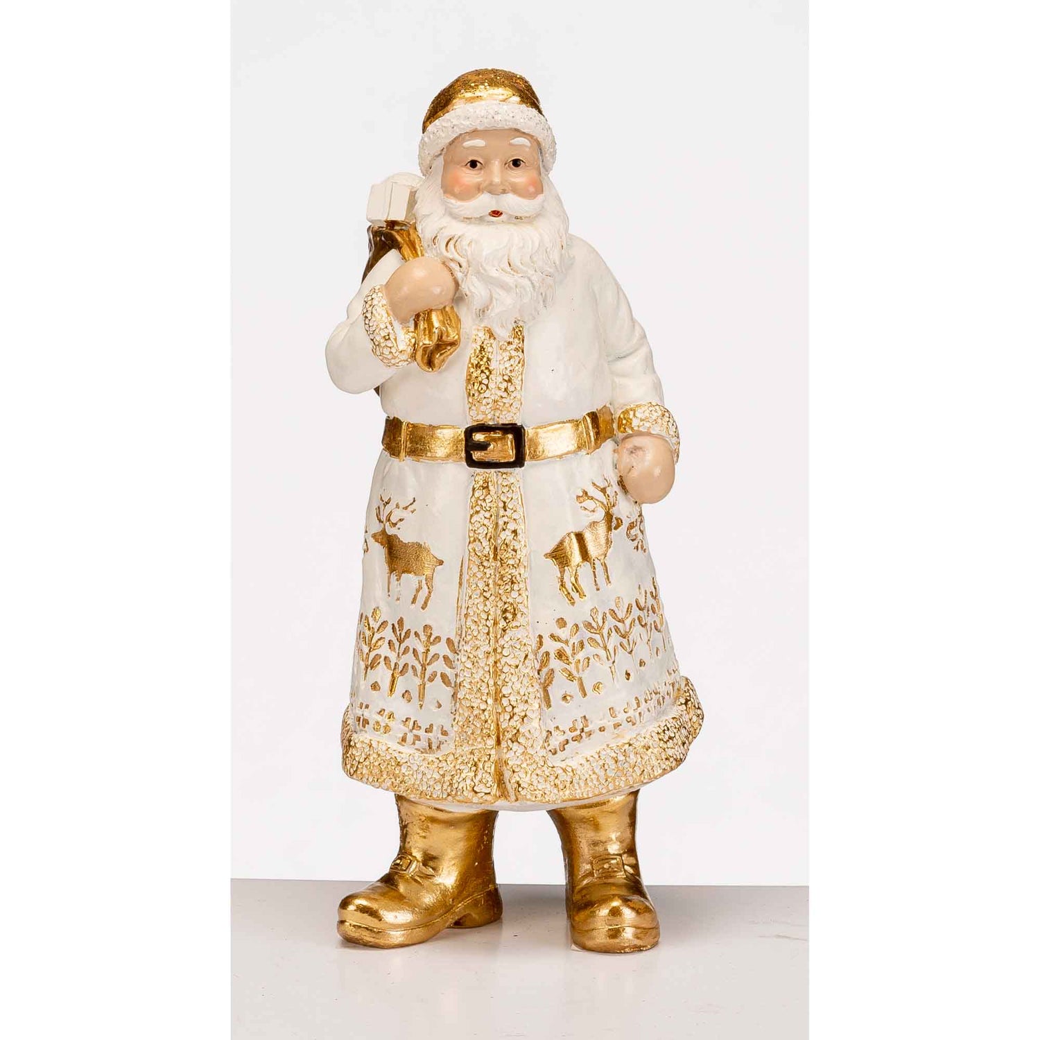 Noel by Lamart Babbo Natale con Sacco Decorazione Natalizia 19cm Resina Bianco Oro