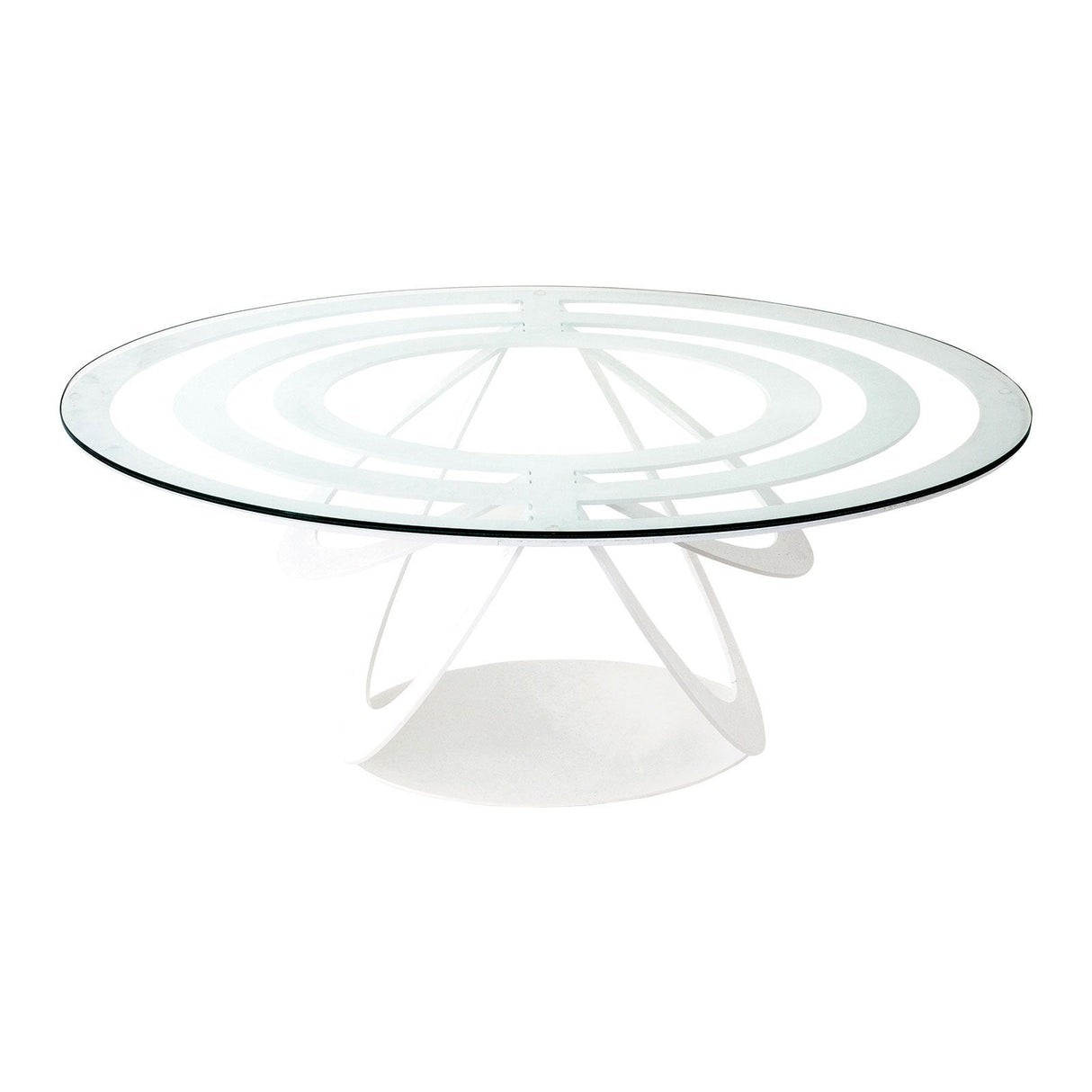 ARTI & MESTIERI Tavolino In Ferro E Vetro Optical Ovale Bianco