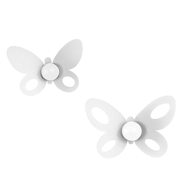 ARTI & MESTIERI Set Ganci Appendiabiti di Design Butterfly (2Pz) Bianco