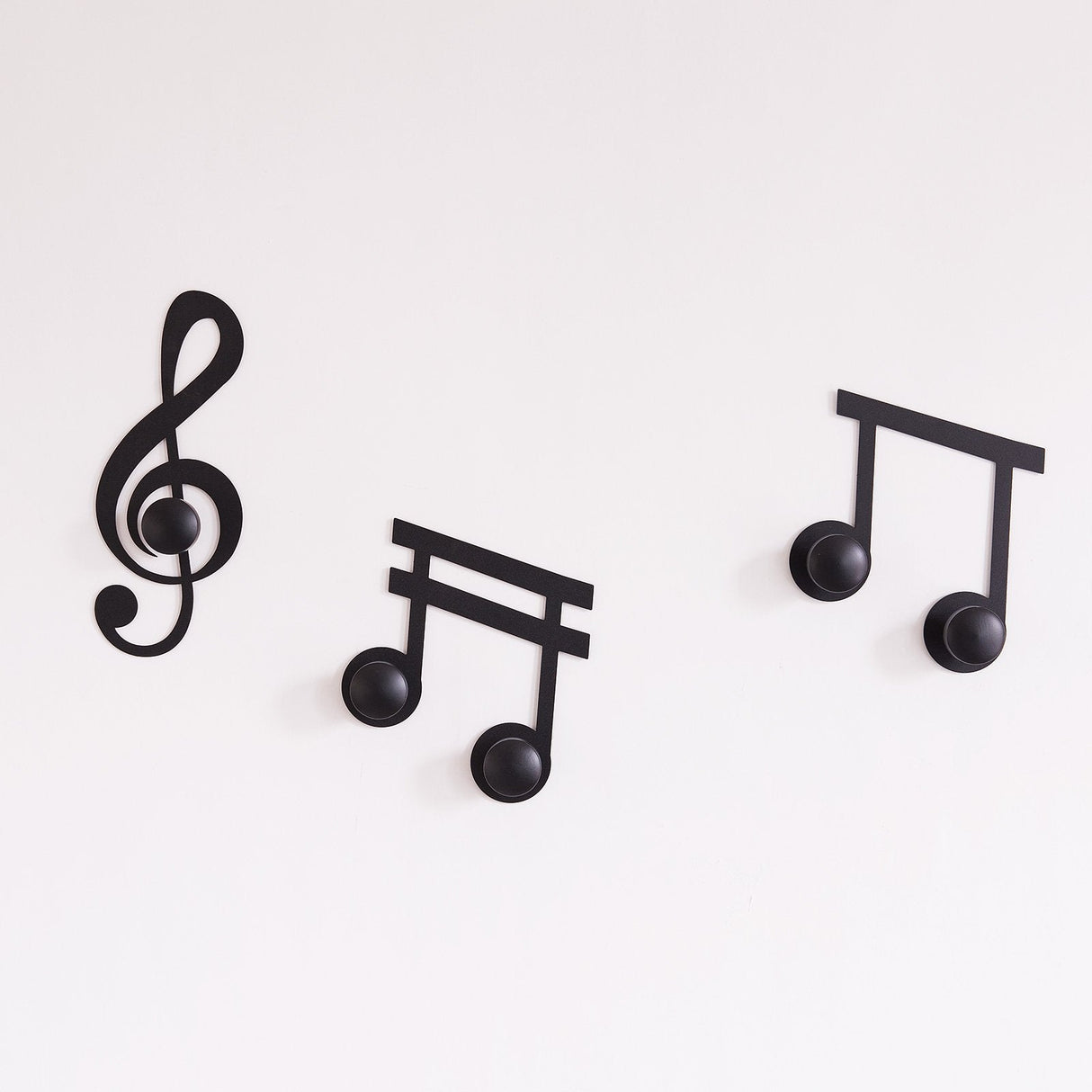 ARTI & MESTIERI Set Appendiabiti a Muro di Design Note Musicali (3Pz) Nero