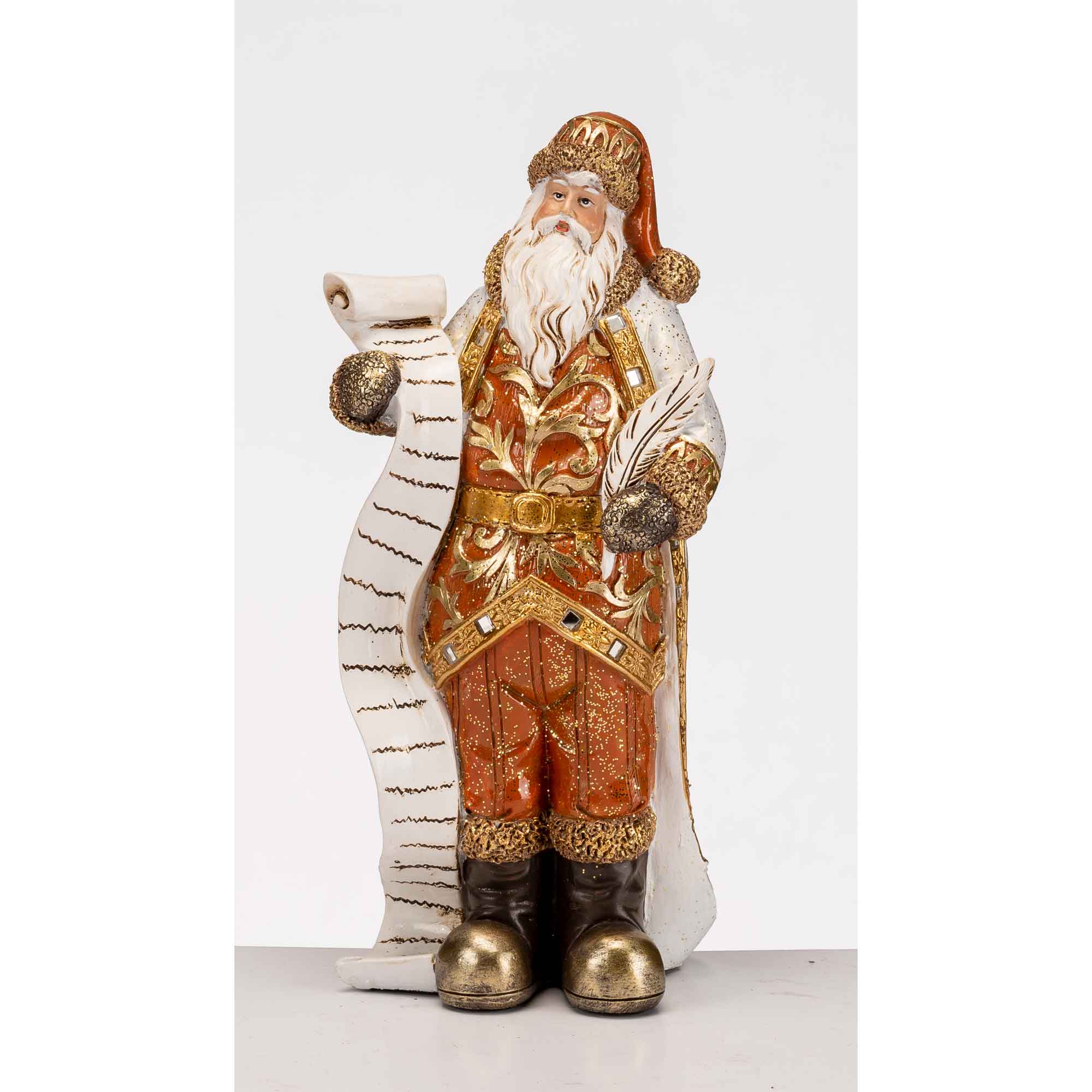 Noel by Lamart Babbo Natale con Lista Decorazione Natalizia 24cm Resina Oro
