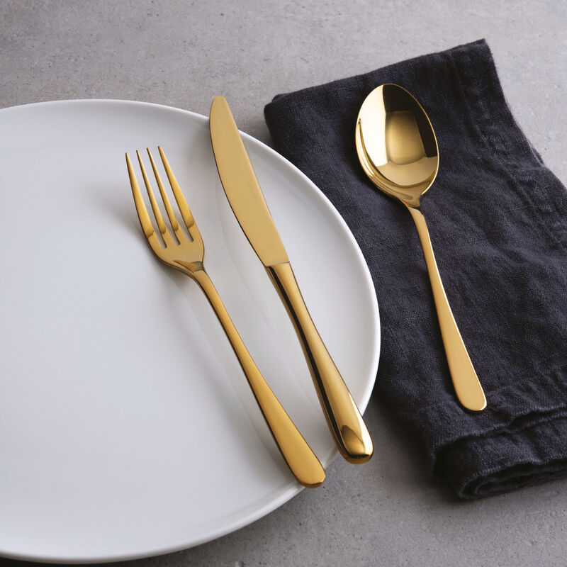 SAMBONET Tableware Cutlery Set 36 Pieces Gold PVD Stainless Steel Buttons