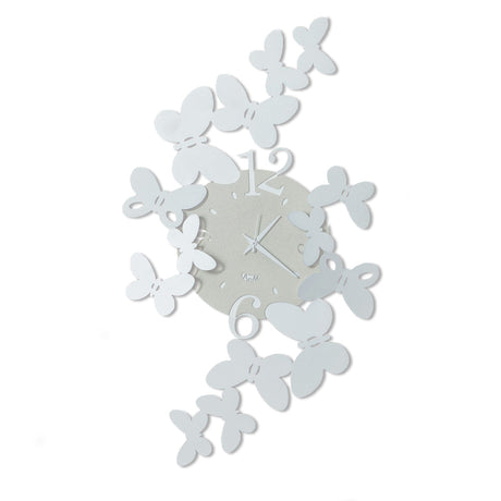 ARTI & MESTIERI Orologio da Parete di Design Farfalle Papillon Piccolo Bianco