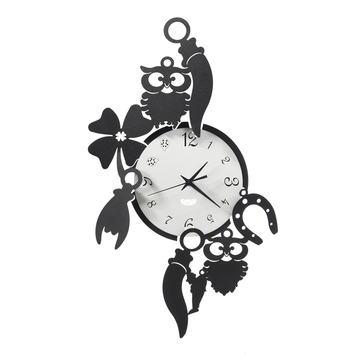 ARTI & MESTIERI Orologio da Parete di Design Portafortuna Good Luck Nero E Bianco Marmo