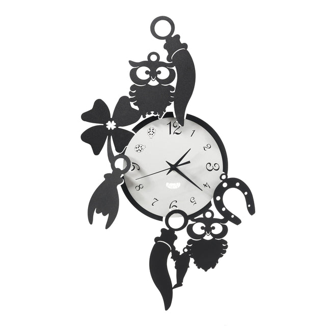 ARTI & MESTIERI Orologio da Parete di Design Portafortuna Good Luck Nero E Bianco Marmo