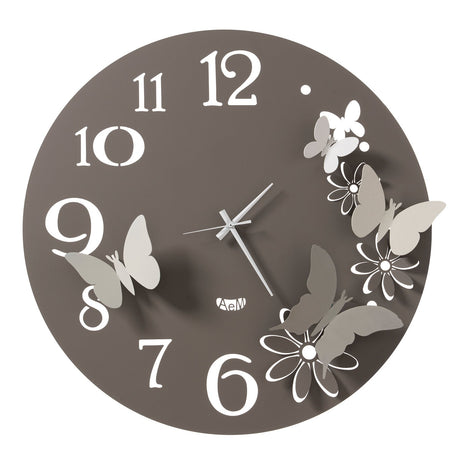 ARTI & MESTIERI Orologio da Parete Particolare Butterfly Flowers Grande Fango E Alluminio