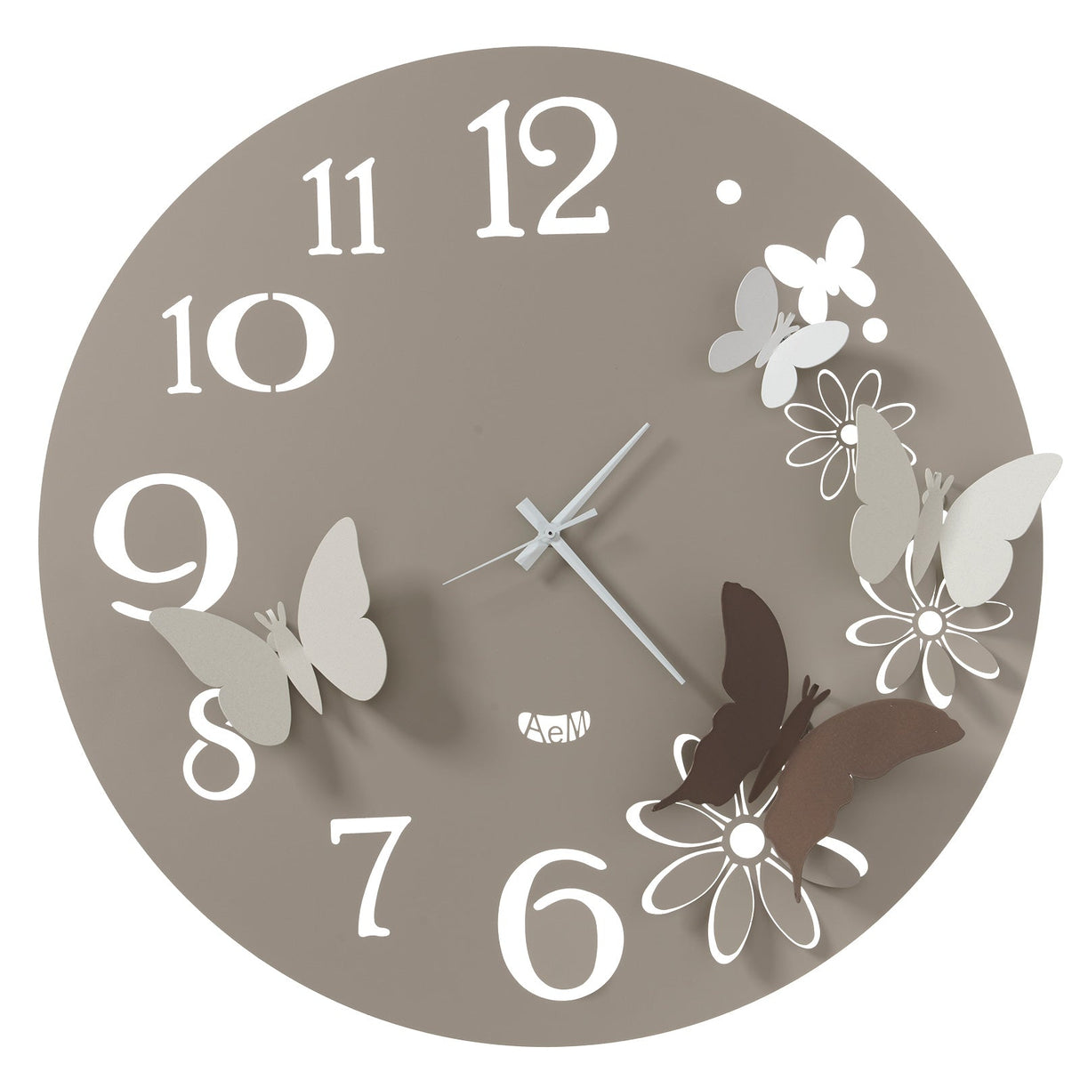 ARTI & MESTIERI Orologio da Parete Particolare Butterfly Flowers Grande Sabbia E Bronzo