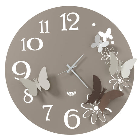 ARTI & MESTIERI Orologio da Parete Particolare Butterfly Flowers Grande Sabbia E Bronzo