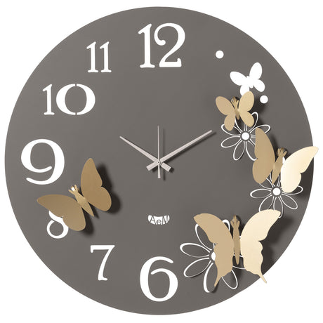 ARTI & MESTIERI Orologio da Parete Particolare Butterfly Flowers Grande Fango E Oro Laccato