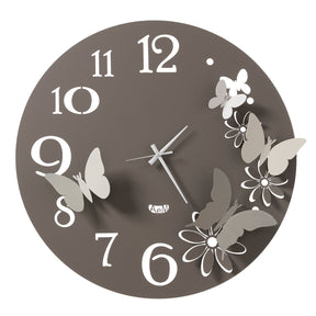 Orologio da parete Butterfly Flowers Arti e Mestieri in alluminio