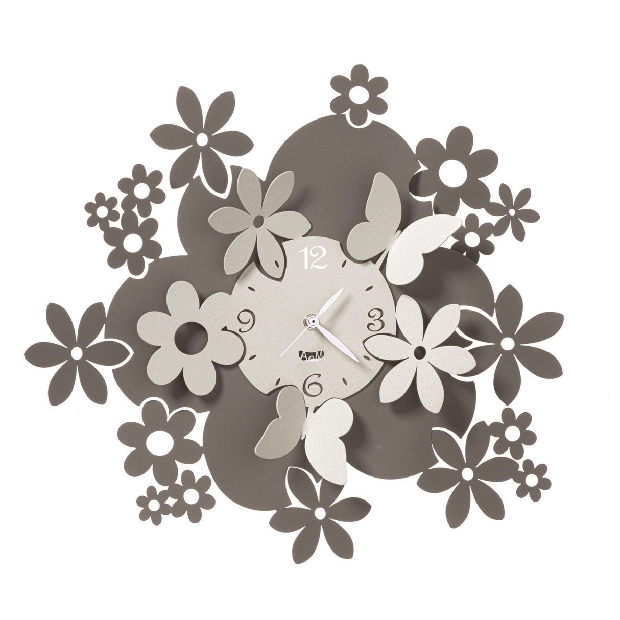 ARTI & MESTIERI Orologio da Parete Particolare con Fiori Daisy Fango E Avorio