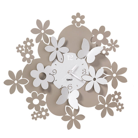 ARTI & MESTIERI Orologio da Parete Particolare con Fiori Daisy Sabbia E Bianco Marmo
