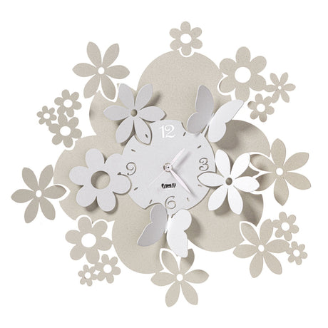 ARTI & MESTIERI Orologio da Parete Particolare con Fiori Daisy Avorio E Bianco Marmo
