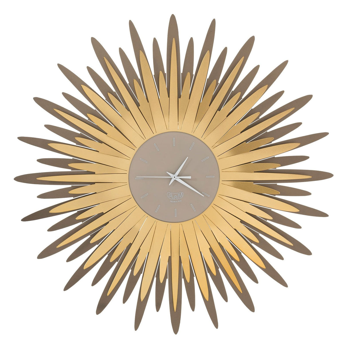 ARTI & MESTIERI Orologio da Parete Moderno a Forma di Ampia Raggiera Sting Bronzo E Oro Trasparente
