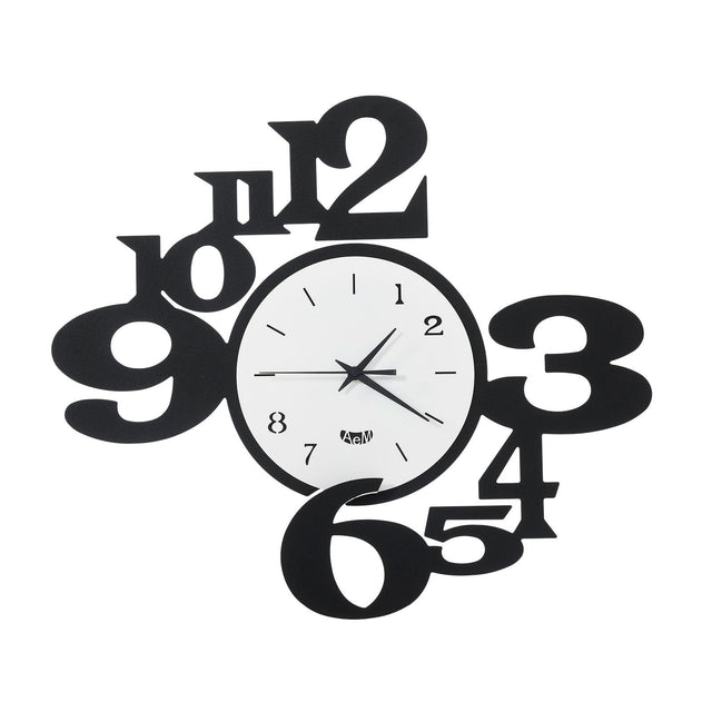 ARTI & MESTIERI Orologio da Parete di Design a Chiasmo King Nero E Bianco